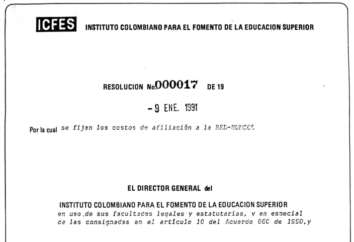 Imagen para Resoluciones por las cuales se fijan los costos de afiliación a la Red RUNCOL